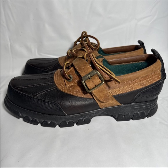Y2K Vtg Polo Sport Ralph Lauren Leather Trail Shoes Men 10.5 D Brown Duck Toe - Picture 4 of 7
